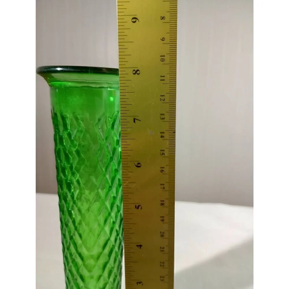 Vintage E.O Brody, green Emerald diamond cut tall vase